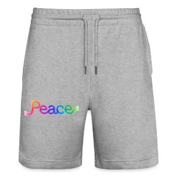 Farbige Peace-Schrift im Pfeildesign - Stanley/Stella Unisex Bio Joggingshorts Trainer  - Grau meliert - Vorne - Nik (191cm) & Marisol (170cm)