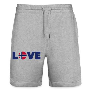 Norway - Love - Norge - Liebe - Norwegen - Stanley/Stella Trainer Unisex Organic Jogging Shorts - heather grey - Front - Nik (191cm) & Marisol (170cm)
