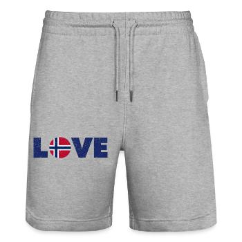 Norvège - Amour - Norge - Liebe - Norwegen - Short de jogging bio TRAINER Stanley/Stella unisexe - gris chiné - Devant - Nik (191cm) & Marisol (170cm)
