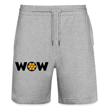 Süße freudige Überraschung Waben-Typografie - Stanley/Stella Unisex Bio Joggingshorts Trainer  - Grau meliert - Vorne - Nik (191cm) & Marisol (170cm)