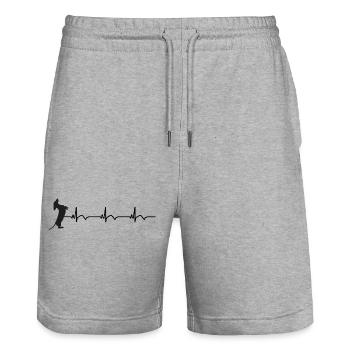 Dackel EKG Herzschlag - Stanley/Stella Unisex Bio Joggingshorts Trainer  - Grau meliert - Vorne - Nik (191cm) & Marisol (170cm)