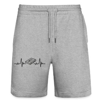 Retro Music Rhythm Vintage Heart Audio Kassette - Stanley/Stella Unisex Bio Joggingshorts Trainer  - Grau meliert - Vorne - Nik (191cm) & Marisol (170cm)