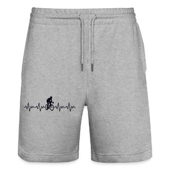 Bicycle Road Bike ECG Heartbeat Heart Rate - Stanley/Stella Trainer Unisex Organic Jogging Shorts - heather grey - Front - Nik (191cm) & Marisol (170cm)