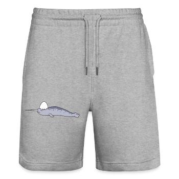 Costume mignon de Narval et licorne de Pâques en dessin animé - Short de jogging bio TRAINER Stanley/Stella unisexe - gris chiné - Devant - Nik (191cm) & Marisol (170cm)