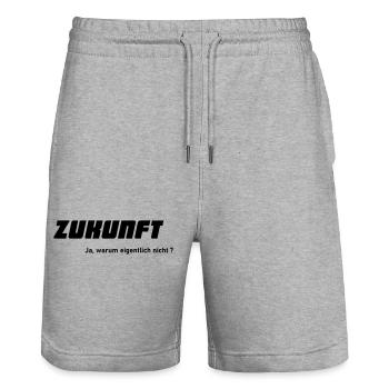 Zukunft warum nicht - Stanley/Stella Unisex Bio Joggingshorts Trainer  - Grau meliert - Vorne - Nik (191cm) & Marisol (170cm)