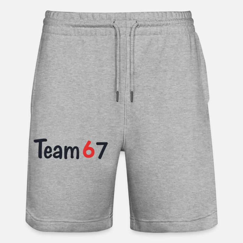 Team 6 7 – Kollektives Textdesign - Stanley/Stella Unisex Bio Joggingshorts Trainer  - Grau meliert