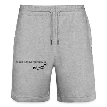Subjonctive2 - Short de jogging bio TRAINER Stanley/Stella unisexe - gris chiné - Devant - Nik (191cm) & Marisol (170cm)