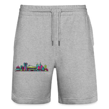 Industrie de la Skyline de la ville de Kawasak Art moderne - Short de jogging bio TRAINER Stanley/Stella unisexe - gris chiné - Devant - Nik (191cm) & Marisol (170cm)