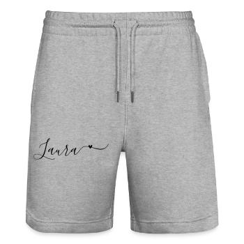 Laura Name Vorname Dekorativ - Stanley/Stella Unisex Bio Joggingshorts Trainer  - Grau meliert - Vorne - Nik (191cm) & Marisol (170cm)