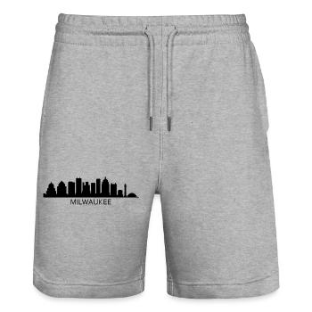 Milwaukee-Skyline - Stanley/Stella Unisex Bio Joggingshorts Trainer  - Grau meliert - Vorne - Nik (191cm) & Marisol (170cm)