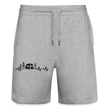 Caravan Camping Heartbeat - Stanley/Stella Trainer Unisex Organic Jogging Shorts - heather grey - Front - Nik (191cm) & Marisol (170cm)