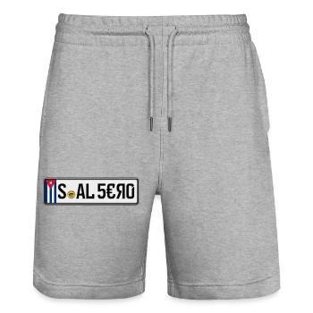 Plaque d’immatriculation de Cuba S-AL 5€Я0 - Short de jogging bio TRAINER Stanley/Stella unisexe - gris chiné - Devant - Nik (191cm) & Marisol (170cm)