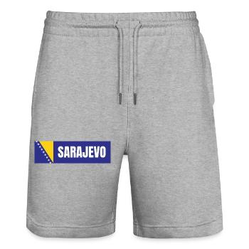 Sarajevo in Bosnien und Herzegowina Flaggenfarben - Stanley/Stella Unisex Bio Joggingshorts Trainer  - Grau meliert - Vorne - Nik (191cm) & Marisol (170cm)