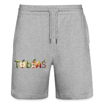Tobias, Name, Motif, Apple, Letters, Fruit - Stanley/Stella Trainer Unisex Organic Jogging Shorts - heather grey - Front - Nik (191cm) & Marisol (170cm)