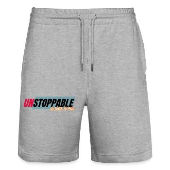 Unstoppable without limits - Stanley/Stella Trainer Unisex Organic Jogging Shorts - heather grey - Front - Nik (191cm) & Marisol (170cm)