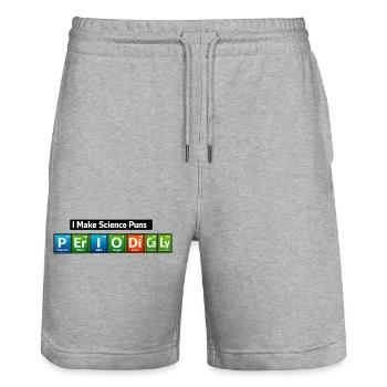 Wissenschafts-Wortwitz: I Make Science Puns - Stanley/Stella Unisex Bio Joggingshorts Trainer  - Grau meliert - Vorne - Nik (191cm) & Marisol (170cm)