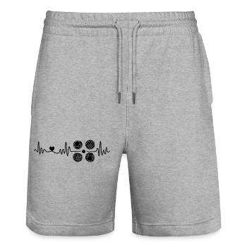 Boules de boccia et pétanque de bocce battement de cœur - Short de jogging bio TRAINER Stanley/Stella unisexe - gris chiné - Devant - Nik (191cm) & Marisol (170cm)