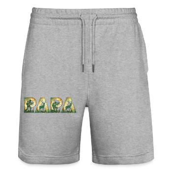 ParaHunting Forest Hunters with Moose Silhouettes - Stanley/Stella Trainer Unisex Organic Jogging Shorts - heather grey - Front - Nik (191cm) & Marisol (170cm)