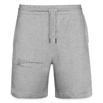 Gibraltar Felsen | Lineart Küste - Stanley/Stella Unisex Bio Joggingshorts Trainer  - Grau meliert - Vorne - Nik (191cm) & Marisol (170cm)