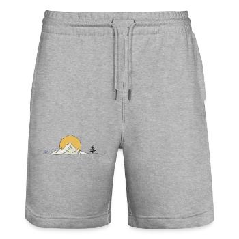 Mountain landscape: cyclists and sun - Stanley/Stella Trainer Unisex Organic Jogging Shorts - heather grey - Front - Nik (191cm) & Marisol (170cm)