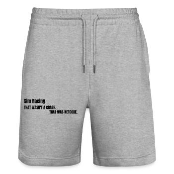 THAT WASN'T A CRASH. THAT WAS NETCODE. - Stanley/Stella Unisex Bio Joggingshorts Trainer  - Grau meliert - Vorne - Nik (191cm) & Marisol (170cm)