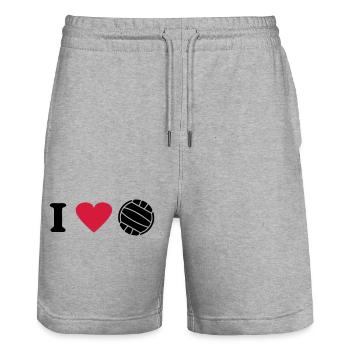 I love volleyball - Stanley/Stella Trainer Unisex Organic Jogging Shorts - heather grey - Front - Nik (191cm) & Marisol (170cm)