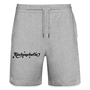 Küchenchefin - Stanley/Stella Unisex Bio Joggingshorts Trainer  - Grau meliert - Vorne - Nik (191cm) & Marisol (170cm)