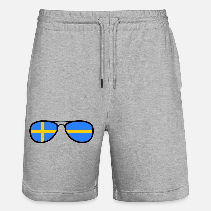 Lunettes - Drapeau Suède - Short de jogging bio TRAINER Stanley/Stella unisexe - gris chiné