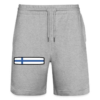 Finland flag - Stanley/Stella Trainer Unisex Organic Jogging Shorts - heather grey - Front - Nik (191cm) & Marisol (170cm)