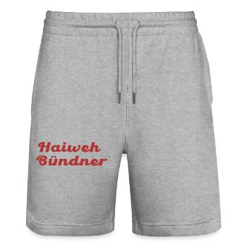 haiwehbÜndnner - Stanley/Stella Unisex Bio Joggingshorts Trainer  - Grau meliert - Vorne - Nik (191cm) & Marisol (170cm)