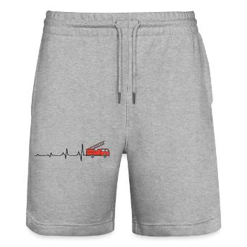 Pompiers Heartbeat Pompier Camion de pompiers - Short de jogging bio TRAINER Stanley/Stella unisexe - gris chiné - Devant - Nik (191cm) & Marisol (170cm)