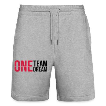 One Team Dream - Stanley/Stella Unisex Bio Joggingshorts Trainer  - Grau meliert - Vorne - Nik (191cm) & Marisol (170cm)