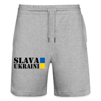 Slava ukraini - Short de jogging bio TRAINER Stanley/Stella unisexe - gris chiné - Devant - Nik (191cm) & Marisol (170cm)