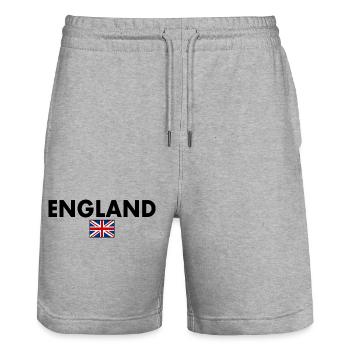 England - Stanley/Stella Trainer Unisex Organic Jogging Shorts - heather grey - Front - Nik (191cm) & Marisol (170cm)