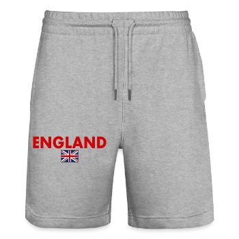 England - Stanley/Stella Trainer Unisex Organic Jogging Shorts - heather grey - Front - Nik (191cm) & Marisol (170cm)