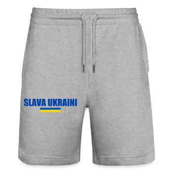 Slava ukraini - Stanley/Stella Unisex Bio Joggingshorts Trainer  - Grau meliert - Vorne - Nik (191cm) & Marisol (170cm)