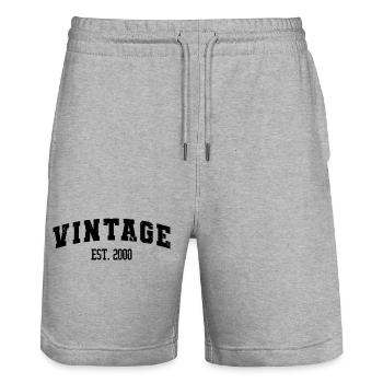 Vintage Est. 2000 23ème Anniversaire Hommes Femmes 23 ans - Short de jogging bio TRAINER Stanley/Stella unisexe - gris chiné - Devant - Nik (191cm) & Marisol (170cm)