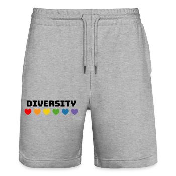 Rainbow Hearts Diversity LGBT lgbtqi queer - Stanley/Stella Trainer Unisex Organic Jogging Shorts - heather grey - Front - Nik (191cm) & Marisol (170cm)