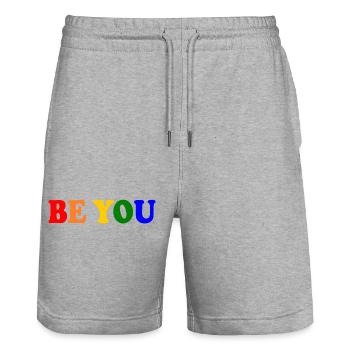 Be you - Stanley/Stella Unisex Bio Joggingshorts Trainer  - Grau meliert - Vorne - Nik (191cm) & Marisol (170cm)