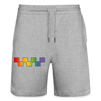 Rainbow LGBTQIA Blocks | LGBT lgbtqi queer - Stanley/Stella Trainer Unisex Organic Jogging Shorts - heather grey - Front - Nik (191cm) & Marisol (170cm)