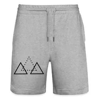 Minimalistisches Unisex Dreieck Berg Design - Stanley/Stella Unisex Bio Joggingshorts Trainer  - Grau meliert - Vorne - Nik (191cm) & Marisol (170cm)