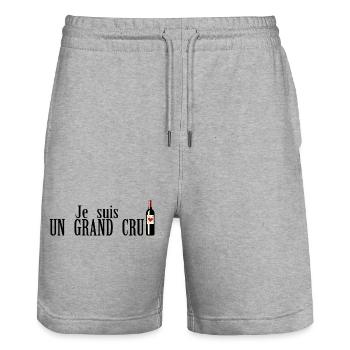 suis grand cru humour alcool bouteille vin rouge - Short de jogging bio TRAINER Stanley/Stella unisexe - gris chiné - Devant - Nik (191cm) & Marisol (170cm)