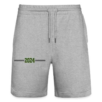 2024 - Short de jogging bio TRAINER Stanley/Stella unisexe - gris chiné - Devant - Nik (191cm) & Marisol (170cm)