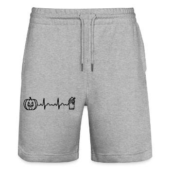 Halloween Heartbeat Pumpkin Spice Latte - Stanley/Stella Trainer Unisex Organic Jogging Shorts - heather grey - Front - Nik (191cm) & Marisol (170cm)