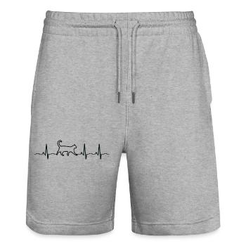 Cat, Heartbeat, Pet - Stanley/Stella Trainer Unisex Organic Jogging Shorts - heather grey - Front - Nik (191cm) & Marisol (170cm)