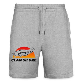 Clan Silure Wear - Design modern bunt schwarz - Stanley/Stella Unisex Bio Joggingshorts Trainer  - Grau meliert - Vorne - Nik (191cm) & Marisol (170cm)