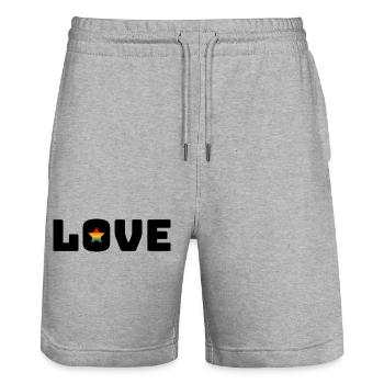 Love Star Rainbow black - Stanley/Stella Trainer Unisex Organic Jogging Shorts - heather grey - Front - Nik (191cm) & Marisol (170cm)
