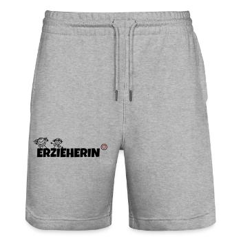 Erzieherin - Stanley/Stella Unisex Bio Joggingshorts Trainer  - Grau meliert - Vorne - Nik (191cm) & Marisol (170cm)
