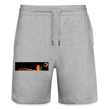 Japan trainstation cat - Stanley/Stella Unisex Bio Joggingshorts Trainer  - Grau meliert - Vorne - Nik (191cm) & Marisol (170cm)