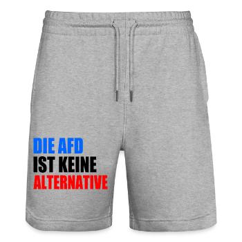 die afd ist keine alternative - Stanley/Stella Unisex Bio Joggingshorts Trainer  - Grau meliert - Vorne - Nik (191cm) & Marisol (170cm)